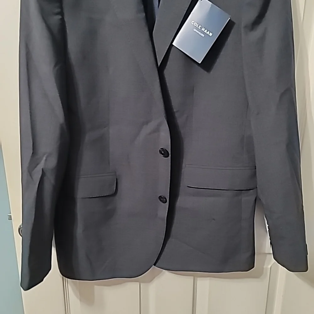 Cole Haan Men's Wool Blend Slim‎ Fit Stretch Sports Coat Charcoal 44L NWT $495